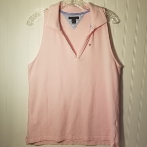 NWOT Tommy Large Pink Open V Sleeveless Polo